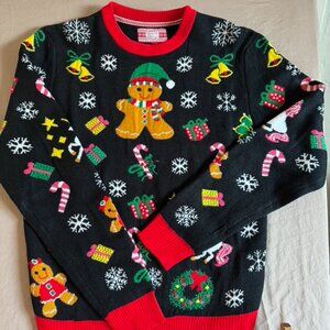 SOCAL LOOK Ugly Christmas Sweater Holiday Pullover Unisex New gingerbread Medium